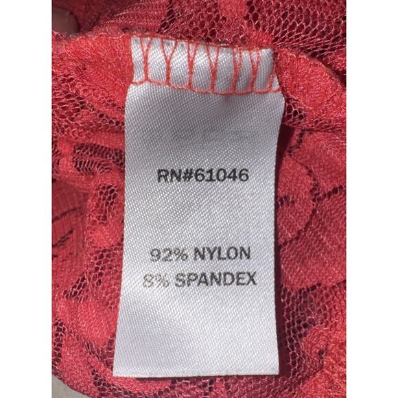 Y2K Sheer Lace Coral Feminine Romantic Top Vanity Sz M 2000s Indie Sleaze Party - Picture 7 of 8